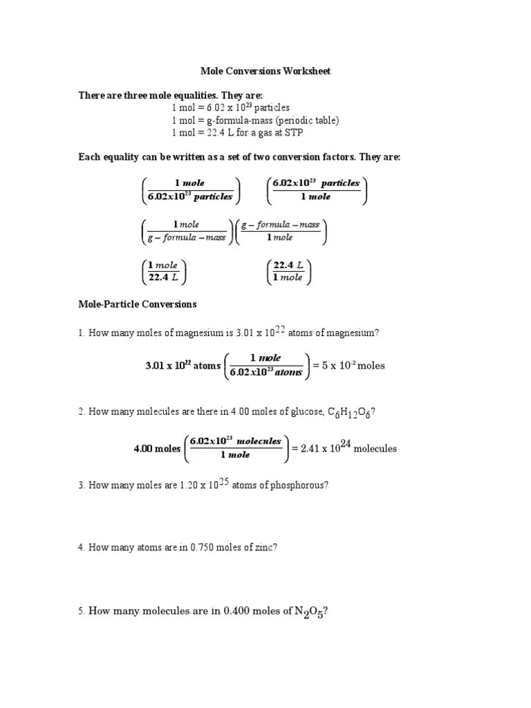 Unit analysis worksheet 1 answer key. Mole Conversions Worksheet Answers Pdf Mole Unit Gases