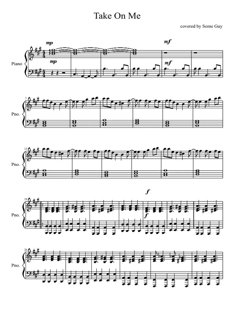 Take On Me-Piano | PDF
