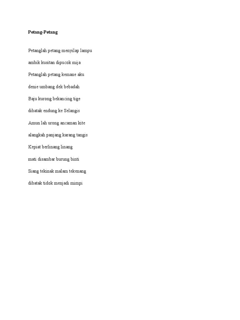 Not Angka Petanglah Petang Seputar Musik Chord dan Lirik Lagu Petang - Petang PETANG - PETANG.