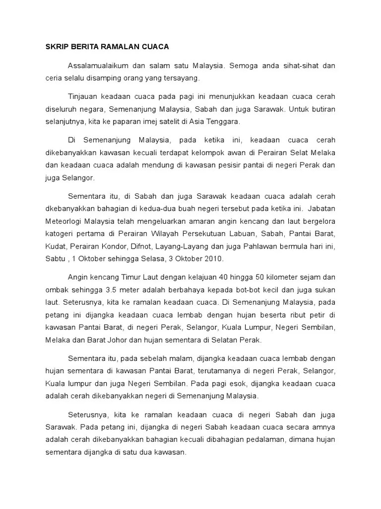 Tak per4san dah live pembaca berita tekun baca skrip bikin terhibur sinar viral. Teks Berita Cuaca Som Pdf