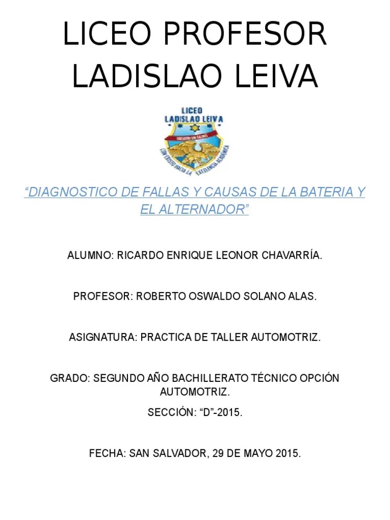 Diagnostico De Fallas De La Bateria Y El Alternador | PDF | Batería ...