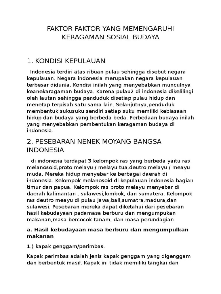 Faktor Faktor Yang Memengaruhi Keragaman Sosial Budaya | PDF