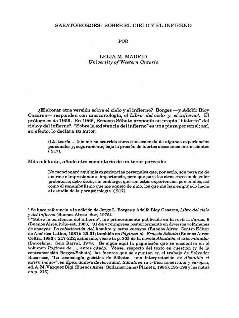 Sobre El Cielo Y El Infierno | PDF | Ensayos | Novelas