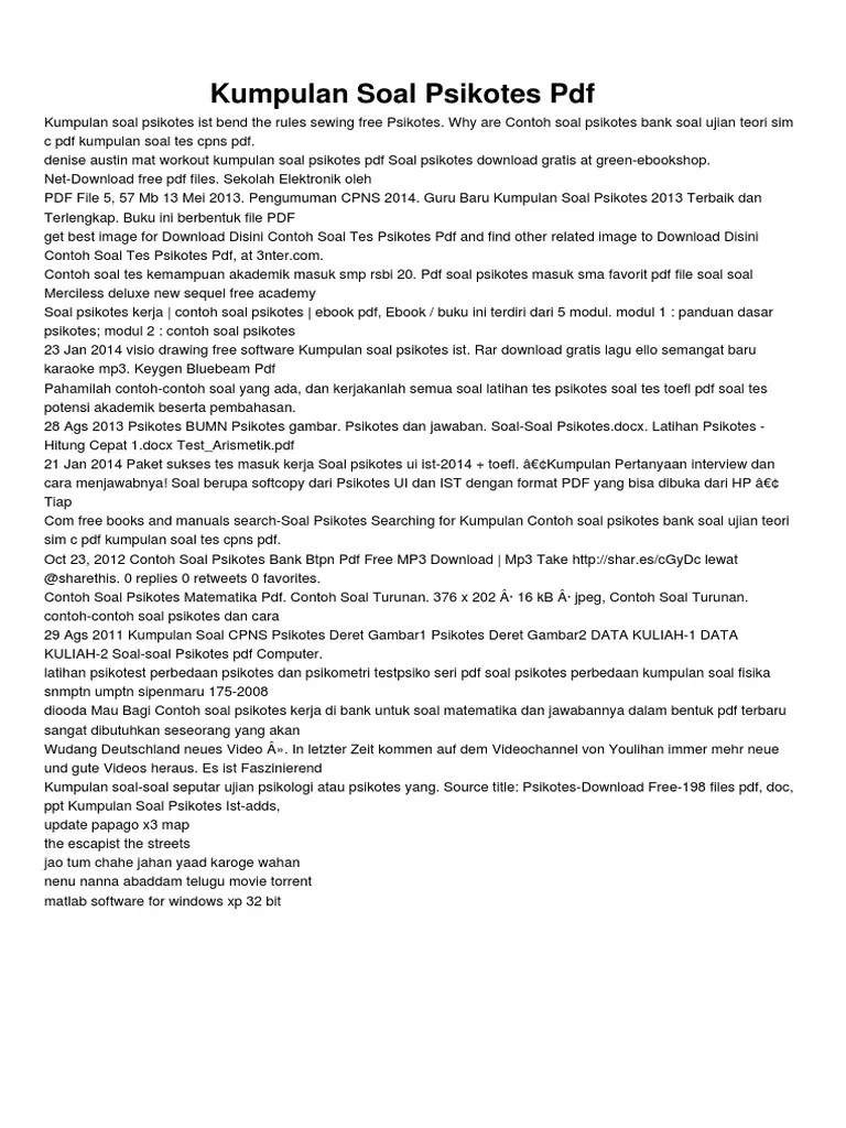 Soal Soal Psikotes Pdf – Sekali