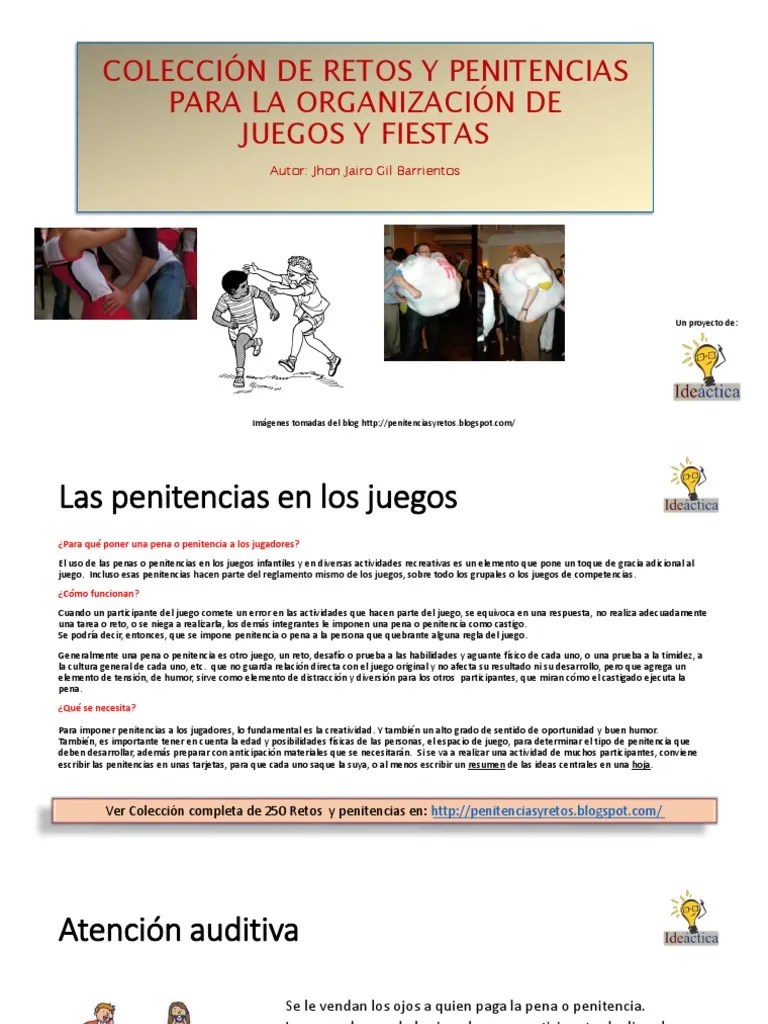 Retos Penitencias Para Juegos - ColecciÃ³n de Retos y Penitencias Para Juegos y Fiestas - PDF Document