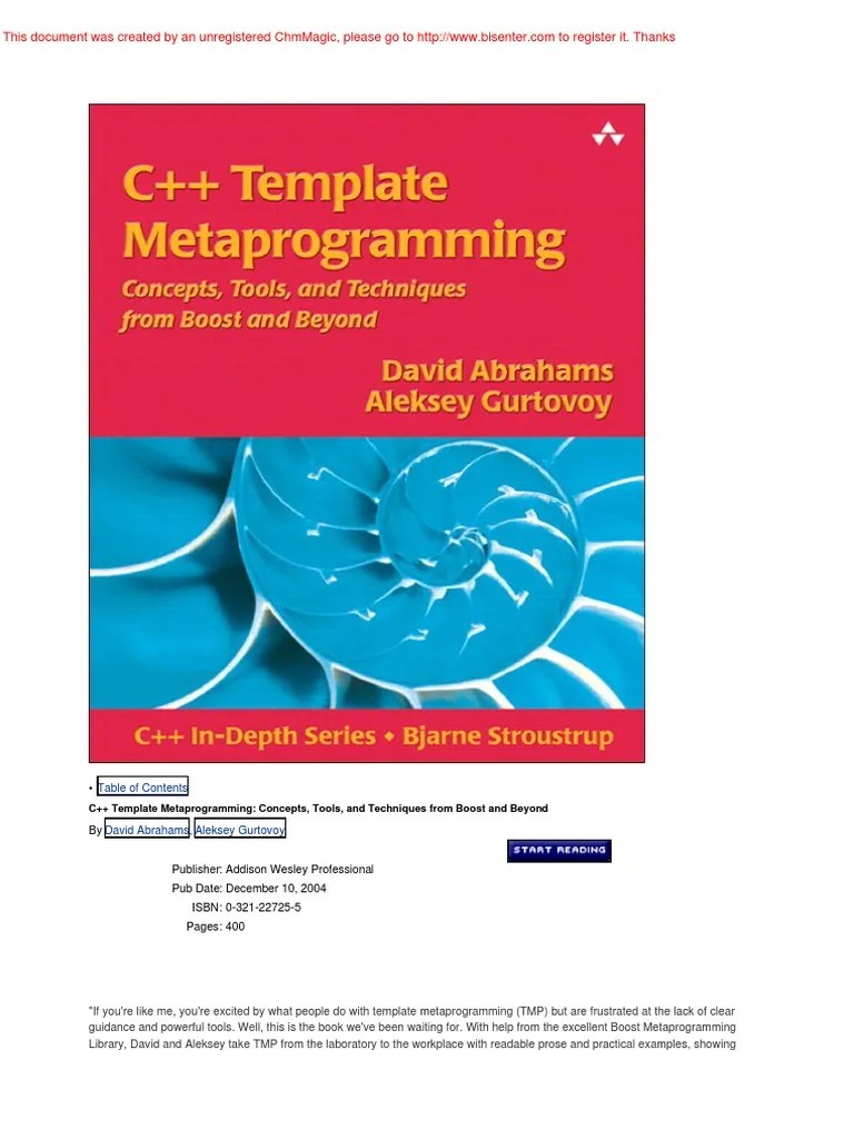C++ Template Metaprogramming - Concepts Tools And Techniques From Boost ...