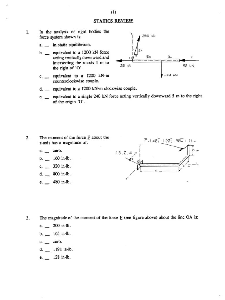 Statics Review | PDF | Tension (Physics) | Friction