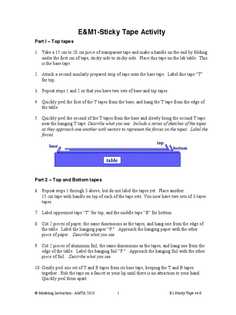 02 E1 Sticky Tape | PDF | Electric Charge | Atoms