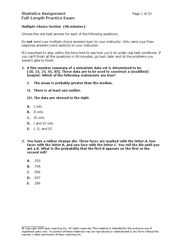 AP-Statistics Exam | PDF | Scientific Control | Experiment