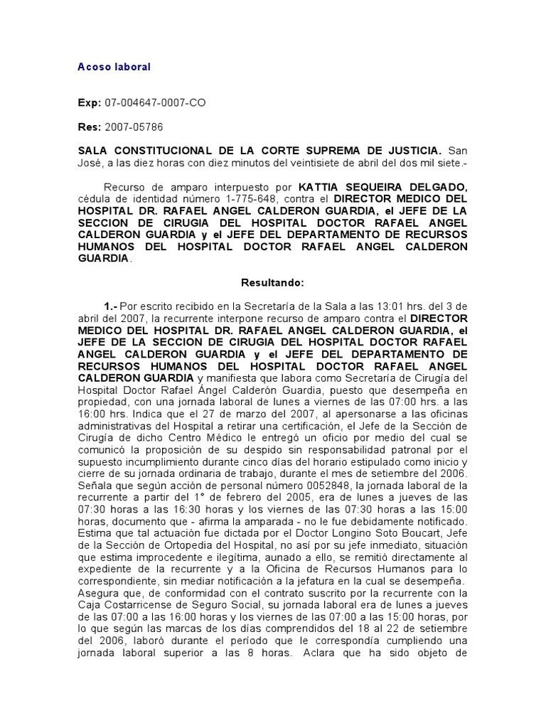 Acoso Laboral PDF | PDF | Sentencia (ley) | Derecho Laboral