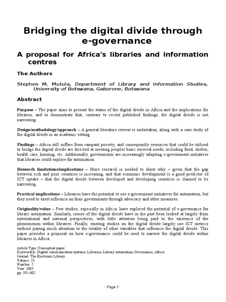 Bridging The Digital Divide Through E-Governance | PDF | E Government ...