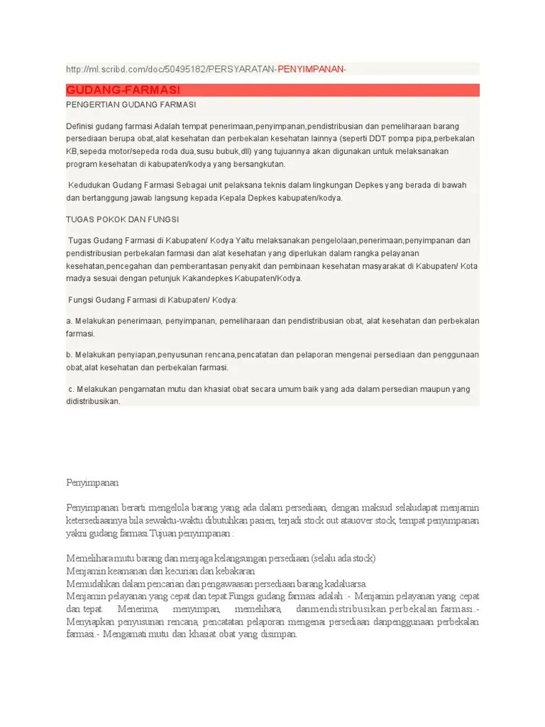 Definisi Gudang Farmasi | PDF