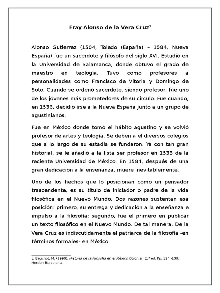 Fray Alonso De La Vera Cruz (Resumen De Su Pensamiento) | PDF | Lógica | Verdad