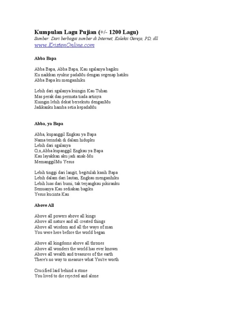Abba ya bapa (lirik & chord) symphony music. Kumpulan Lagu Pujian (+/- 1200 Lagu)