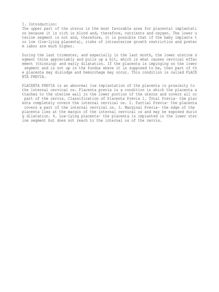 Case Study Placenta Previa | PDF | Fetus | Uterus