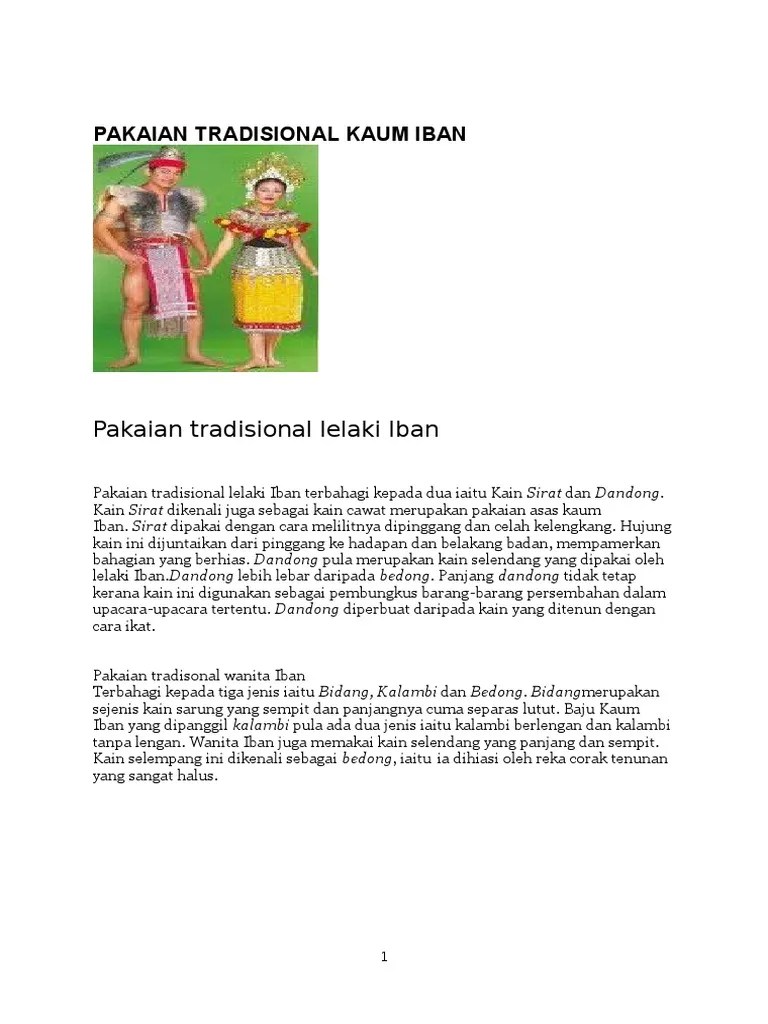 Tradisional kaum iban teruntamanya pakaian tradisional perempuan kaum iban di sarawak. Pakaian Tradisional Kaum Iban Pdf