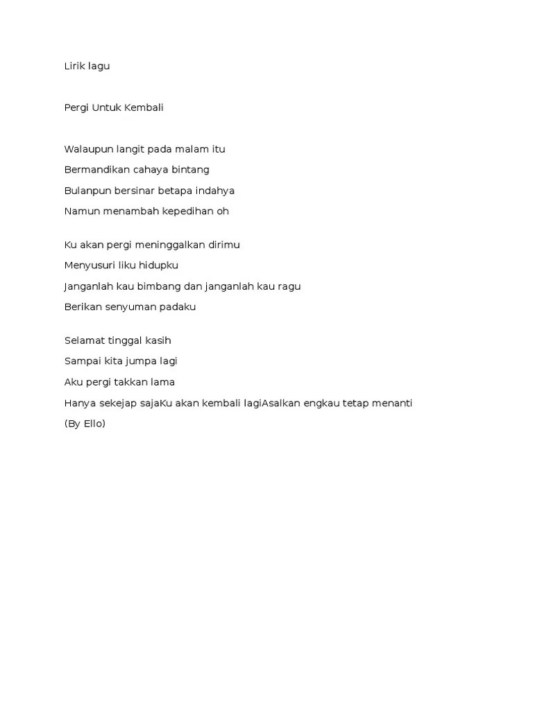 Lagu Selamat Tinggal Kasih Sampai Kita Jumpa Lagi – Sekali