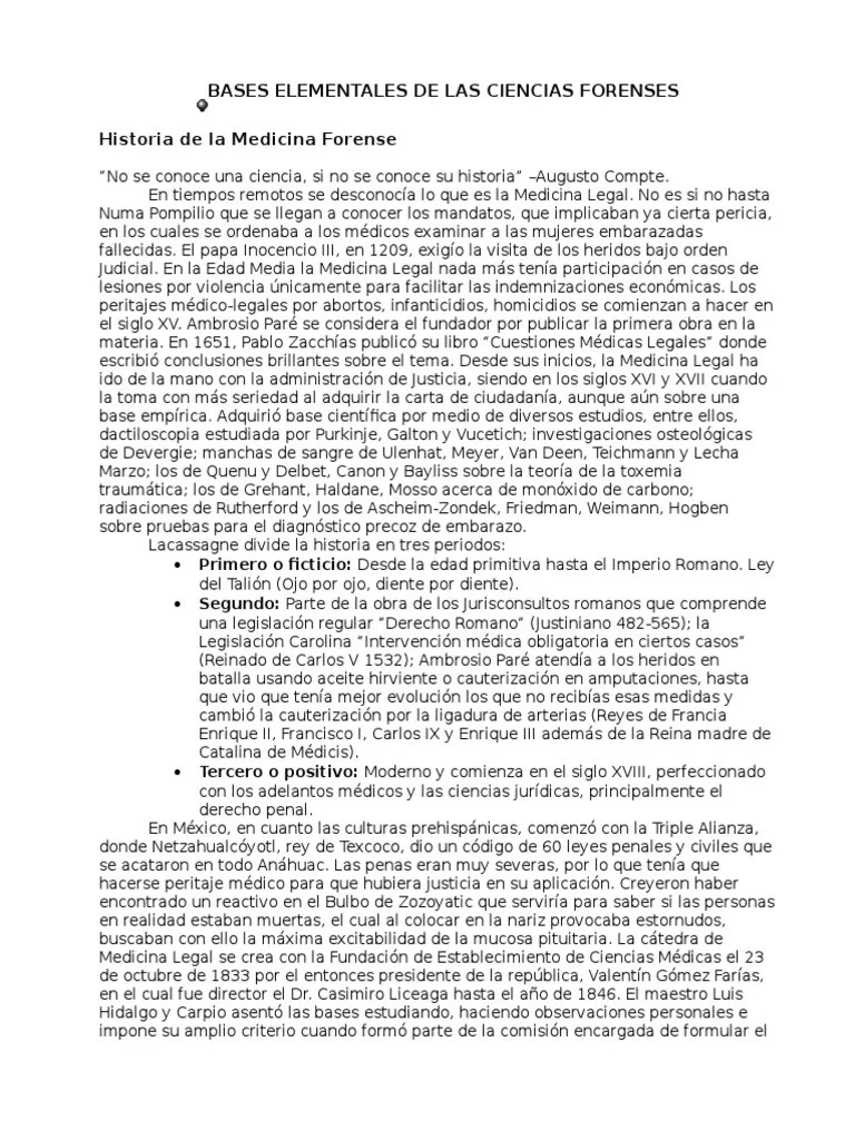 Bases Elementales De Las Ciencias Forenses | PDF | Testigo Experto ...