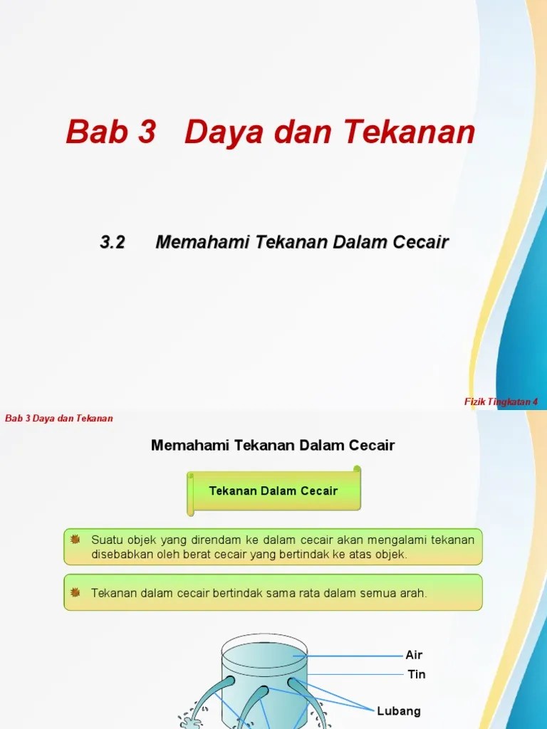 Khairi aplikasi badan sebuah kapal selam dibina dari bahan yang kuat bagi menahan tekanan tinggi di dalam air laut tekanan tekanan dalam cecair . 3 2 Memahami Tekanan Dalam Cecair Pdf
