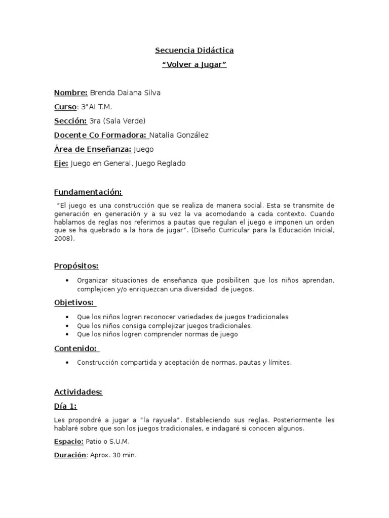 Secuencia Didáctica Juego | PDF | Aprendizaje | Cognición