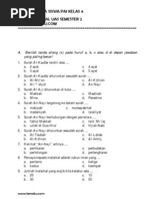 26.03.2021 · soal pas ukk kelas 4 semester 2 kurikulum 2013 revisi tapel 2018 2019 soal pas kelas 4 sd mi semester genap k13 tapel 2018 2019 yang kami bagikan ini adalah soal tematik guru kelas contoh soal atau pun prediksi soal sekolah dasar ini kami buat berdasarkan kisi kisi soal kurtilas terbaru yang terintegrasi dengan hots dan 4 c. Soal Ukk Pai Kelas 4 Pdf