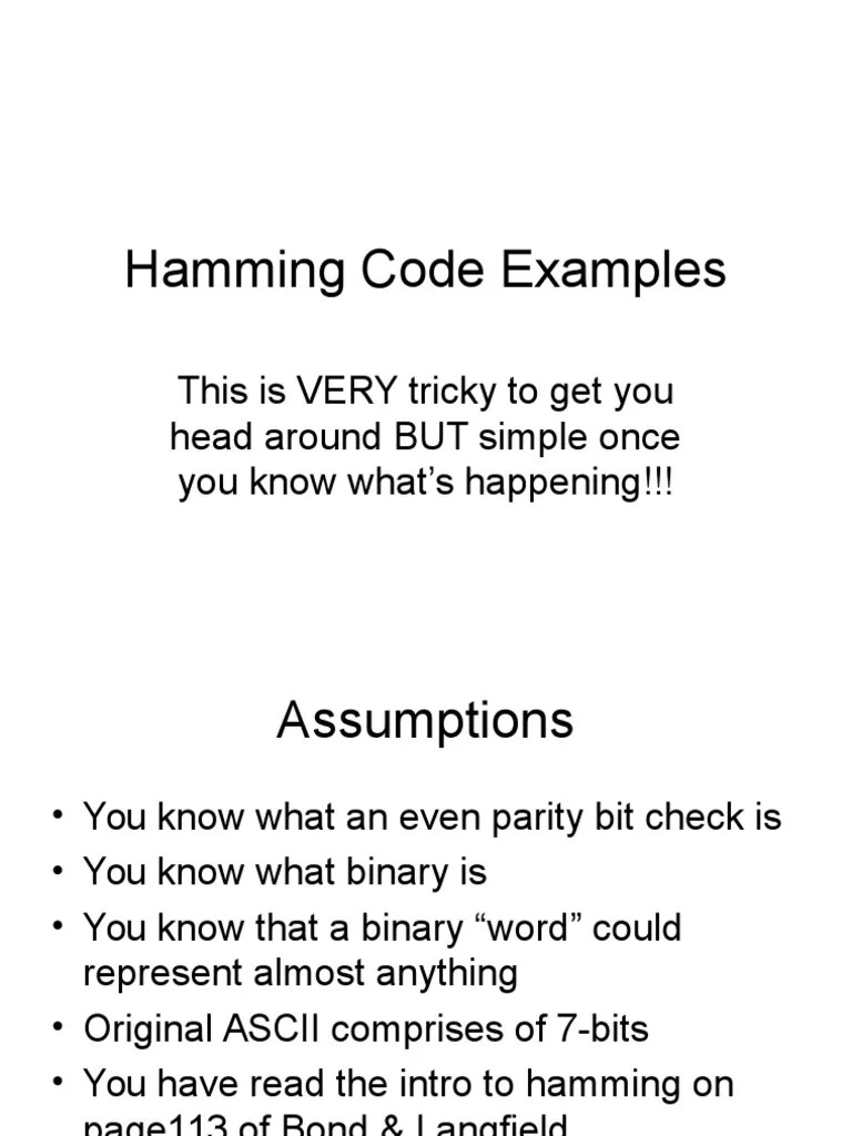 Hamming Code Examples | PDF | Computer Programming | Data