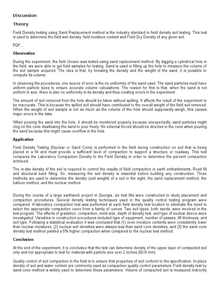 Soil Mechanics Experiment | PDF | Soil | Density