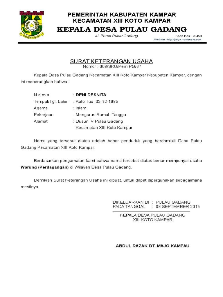 Doc Surat Keterangan Usaha Afwan Acyek Academia Edu 