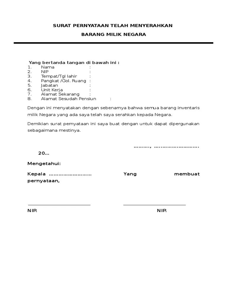 24 Draf Surat Permintaan Pengembalian Barang Milik Perusahaan Manta 