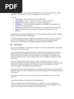 Connexion et détachement faciles par pression sur un bouton; Cyber Addiction Pdf Sexual Addiction Substance Dependence