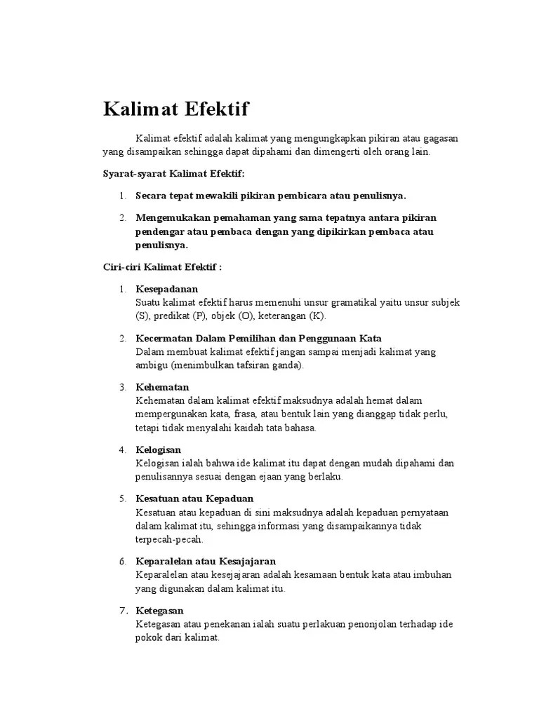 Kalimat Efektif | PDF