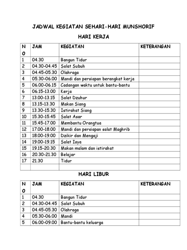 Di masa belajar dari rumah seperti sekarang, . Contoh Jadwal Kegiatan Sehari Hari Dengan