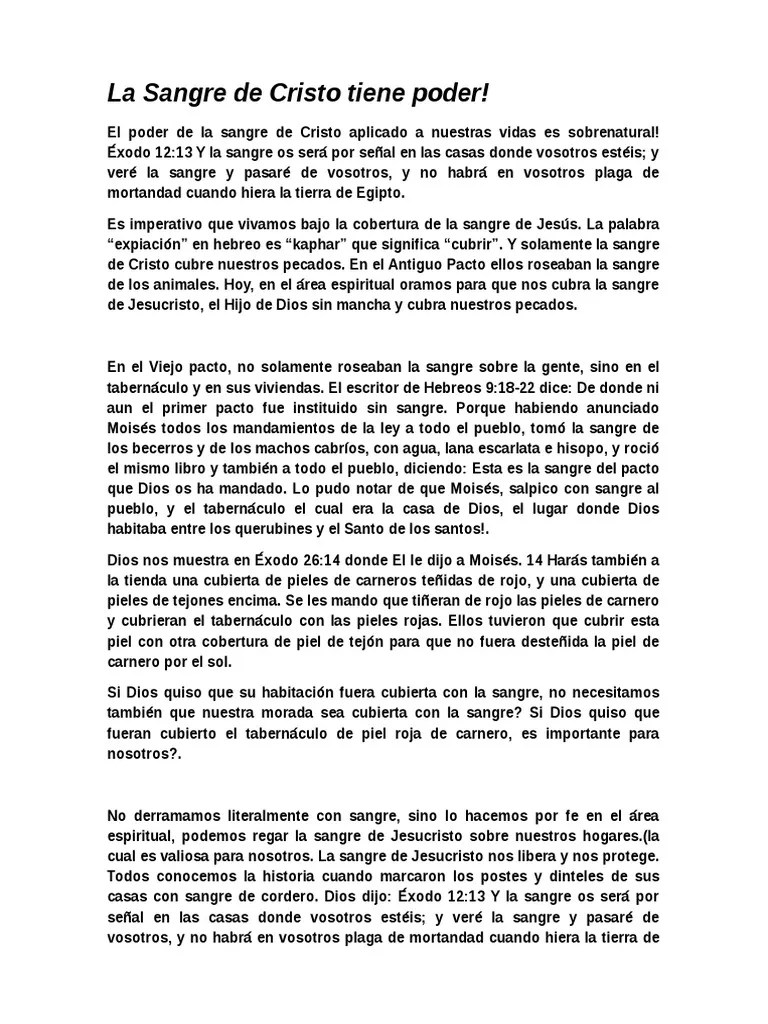 La Sangre De Cristo Tiene Poder | PDF | Moisés | Libro Del éxodo