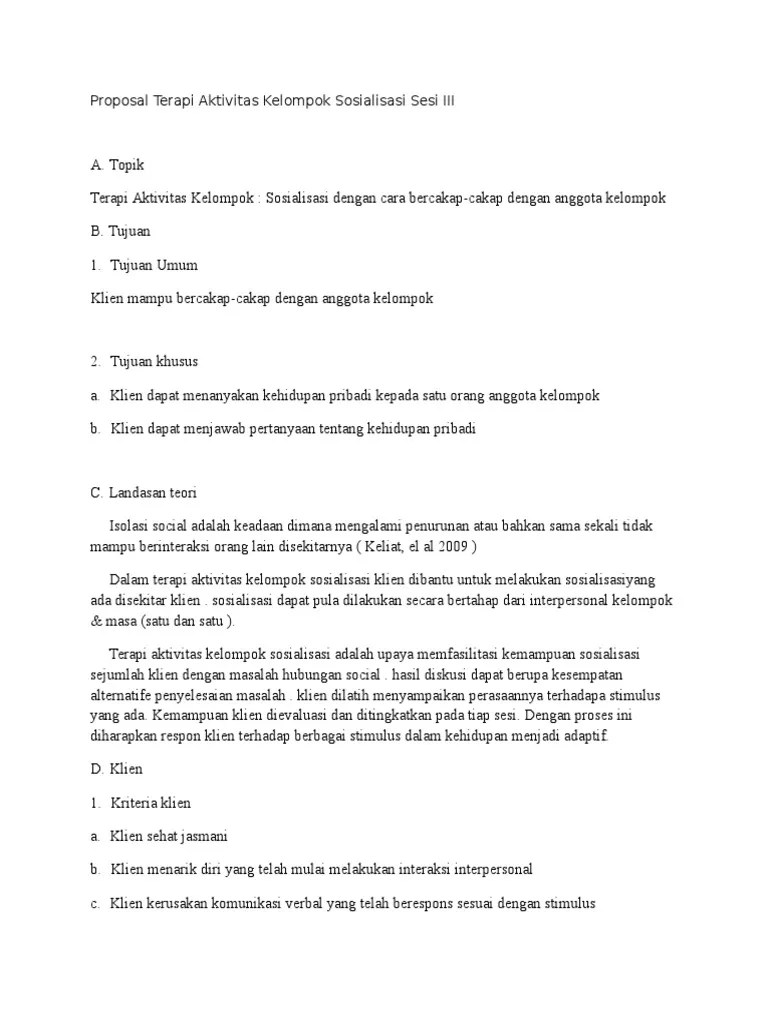 Proposal terapi aktivitas kelompok a. Proposal Terapi Aktivitas Kelompok Sosialisasi Sesi III.docx