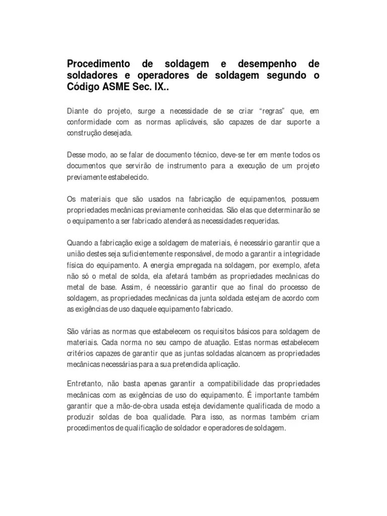 Procedimento De Soldagem | PDF | Soldadura | Construção