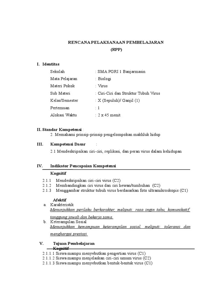 · prokariot (tidak memiliki membran inti sel ). Ciri Ciri Virus Pdf