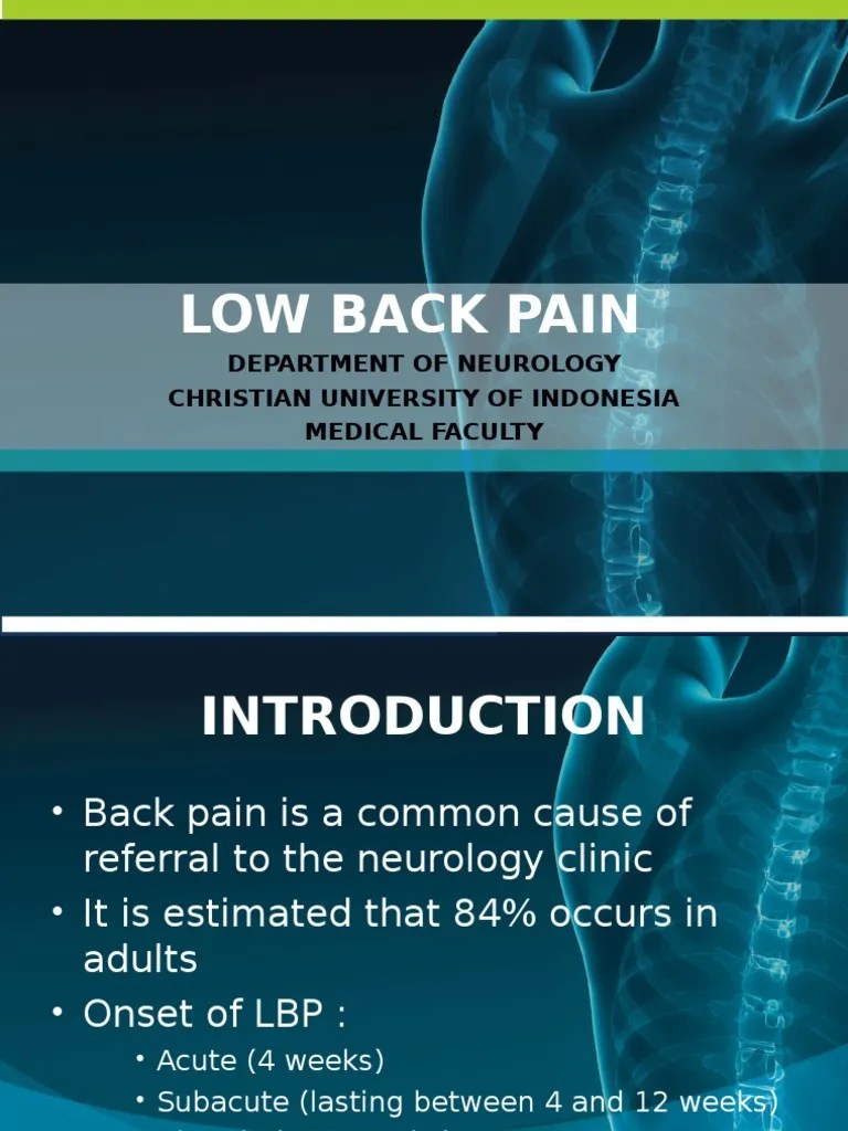 Low Back Pain: Department Of Neurology Christian University Of ...