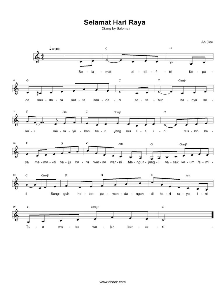 Not angka untuk pianika lagu indonesia … Selamat Hari Raya Piano Pdf