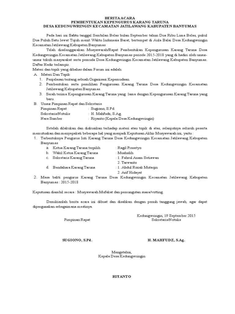 BERITA ACARA Karang Taruna | PDF