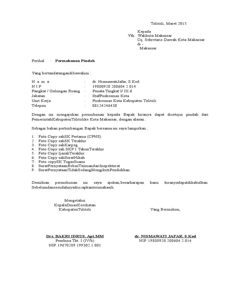 Contoh Surat Permohonan Dah Tugas Pns Dari Kabupaten Ke Provinsi Kumpulan Surat Penting 