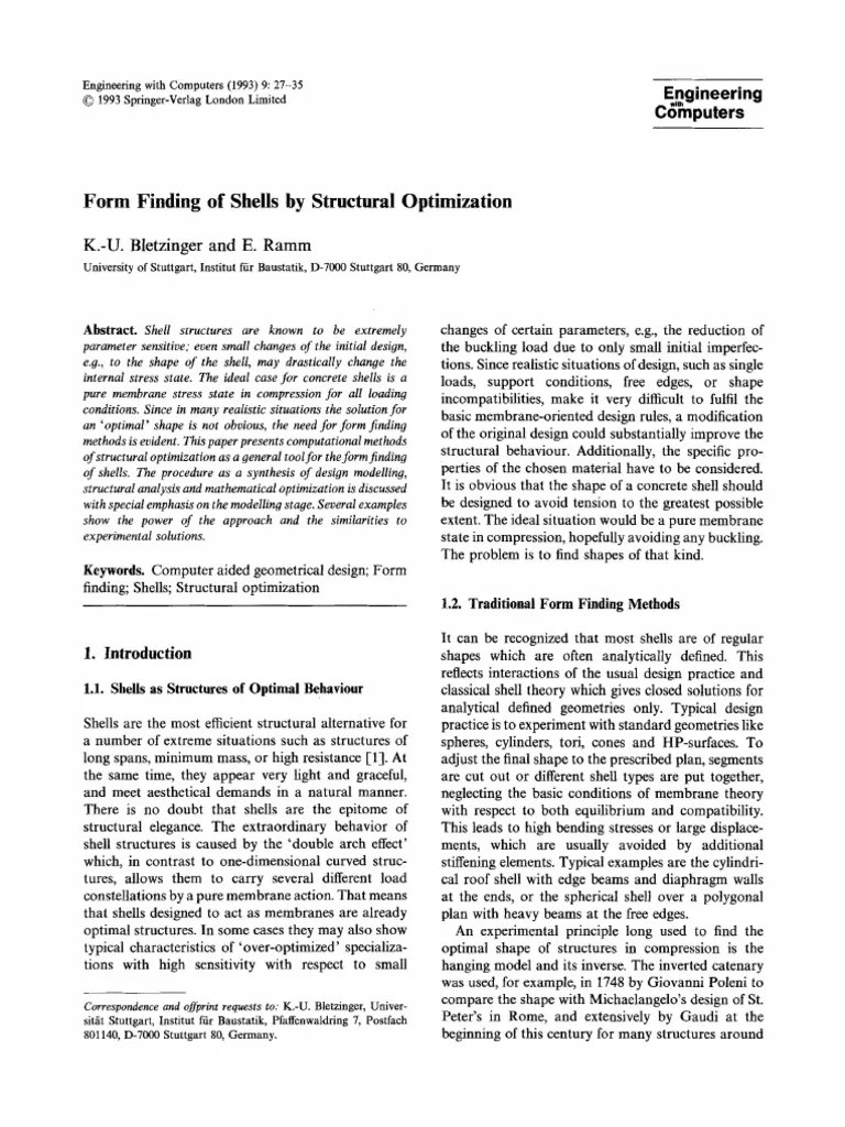 Form Finding Of Shells By Structural Optimization | PDF | Mathematical Optimization | Shape