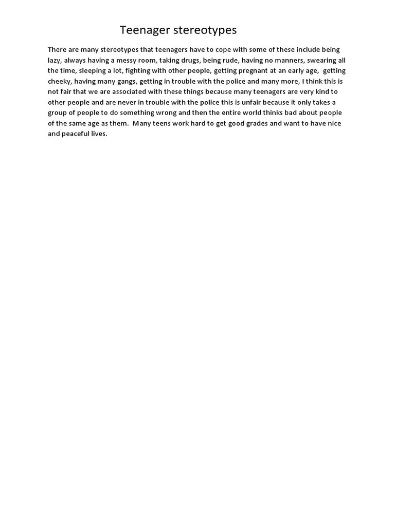 Teen Stereotypes | PDF