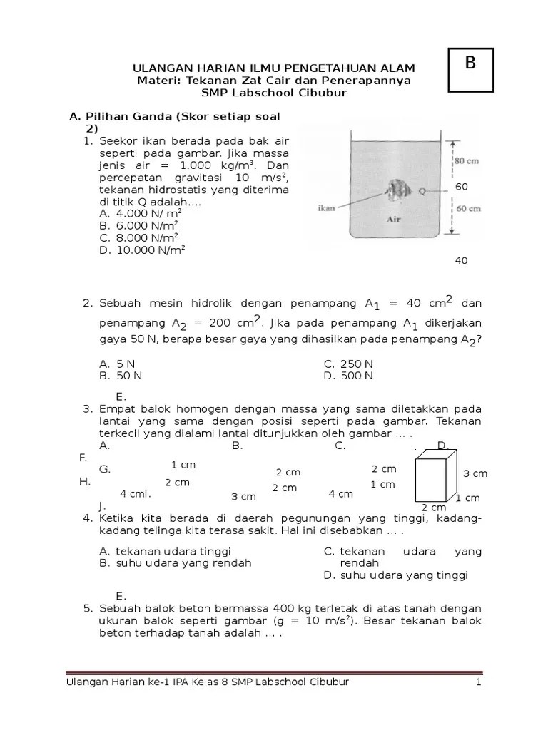 Soal Pilihan Ganda Tekanan Smp Kelas 8 VIDEO LUCU KLIK DI SINI.