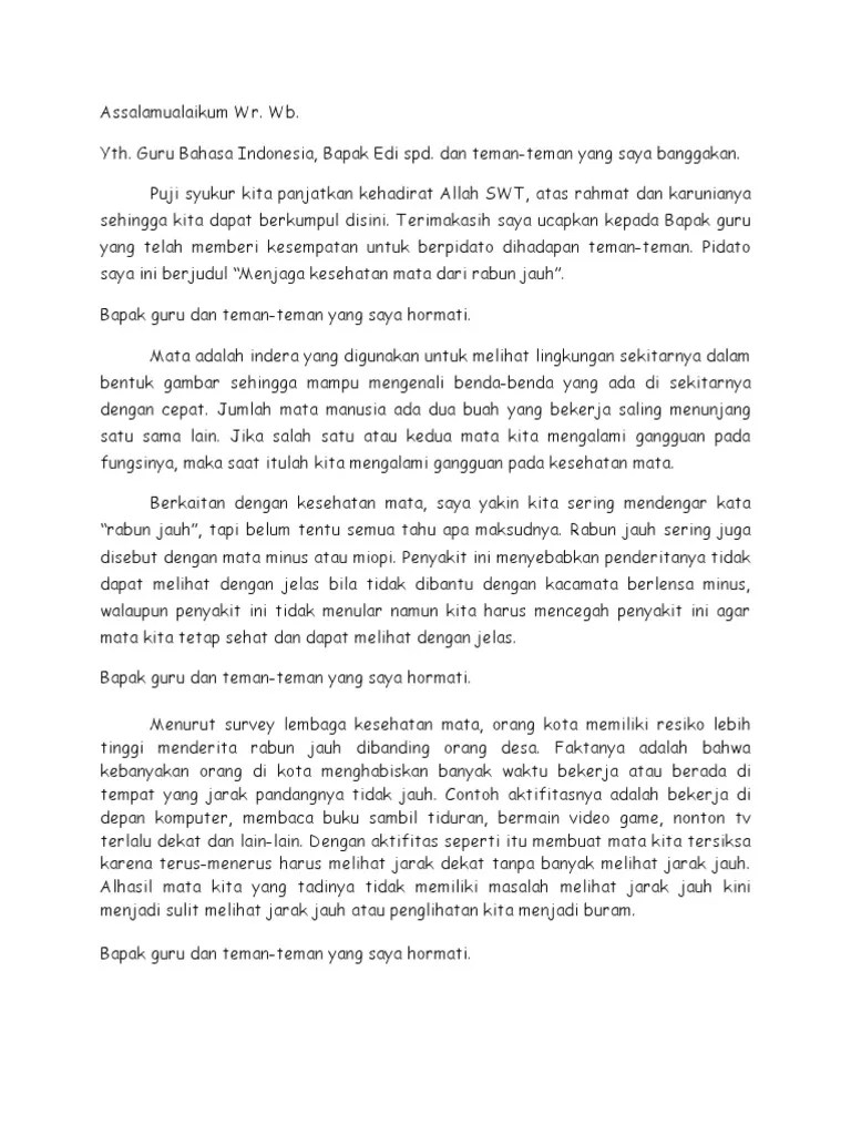 Pidato Menjaga Kesehatan Mata Pdf Artikel tentang kesehatan mata kali ini mungkin dapat kamu jadikan sebagai salah satu bahan referensi sarana pelajaran dalam penggunaan tutur bahasa sunda maupun untuk tugas muatan lokal basa sunda di sekolah.