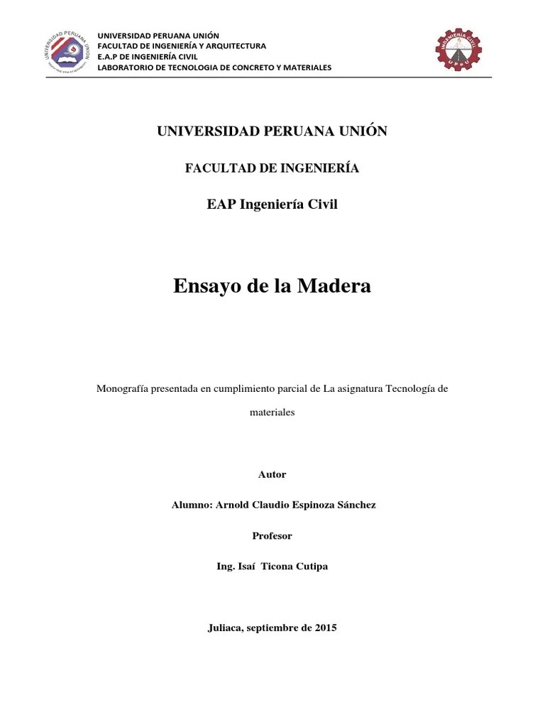 Análisis De Las Propiedades Mecánicas De La Madera Sometida A Ensayos De Compresión Paralela A ...