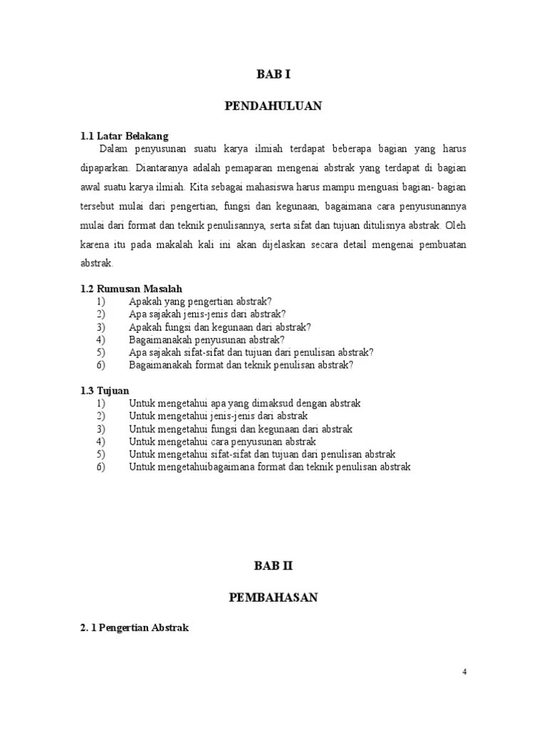 Contoh abstrak karya tulis ilmiah yang ada terdiri dari tiga paragraf. Makalah Abstrak Pdf