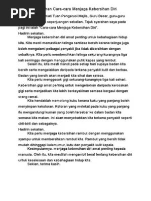 Faedahnya, bukan sahaja diri kita yang sihat tetapi kita juga akan mempunyai kelurga yang bahagia dan terhindar daripada segala penyakit yang . Syarahan Cara Cara Menjaga Kebersihan Diri Pdf