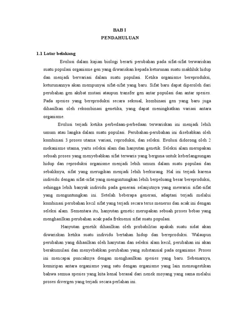 Teori evolusi charles darwin mengatakan bahwa manusia berevolusi sebagai spesies yang terpisah. Makalah Bukti Evolusi Pdf