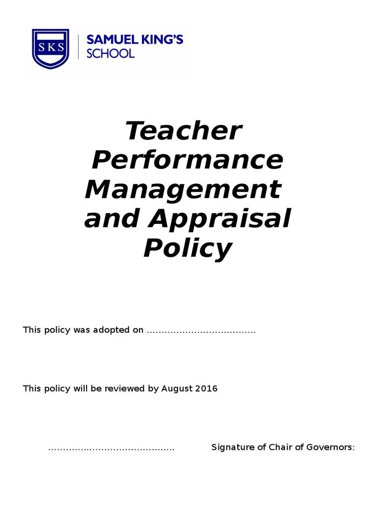 Teacher Performance Management And Appraisal2015-2016 | PDF | Performance Appraisal ...