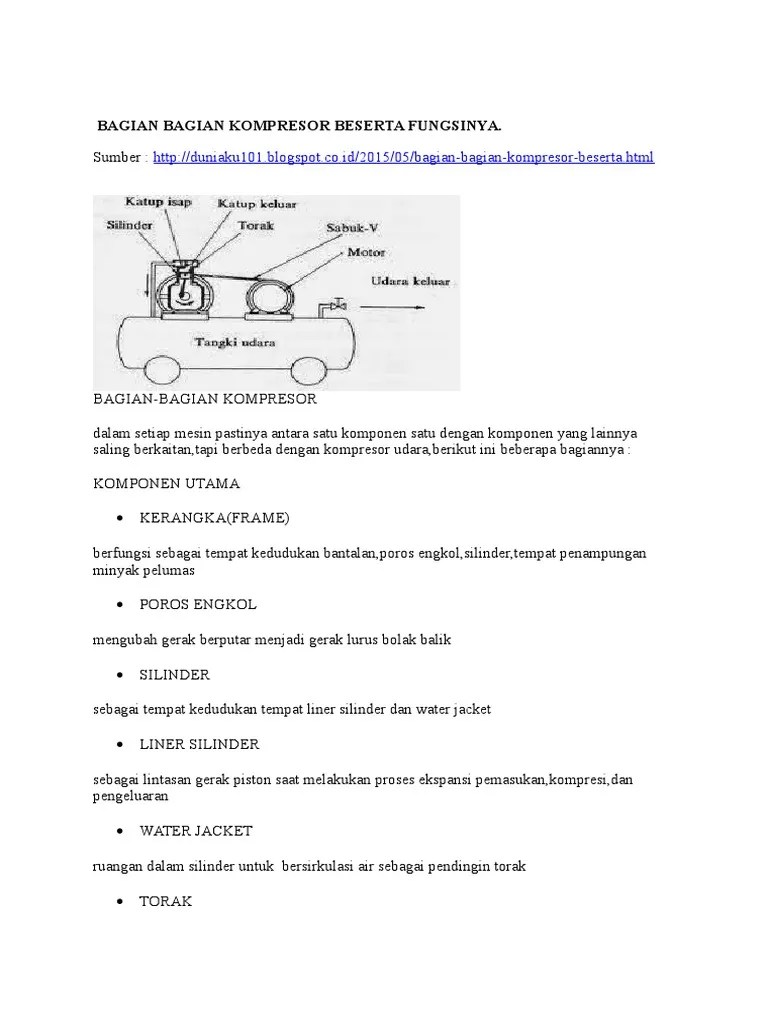 Bagian Bagian Kompresor Beserta Fungsinya | PDF